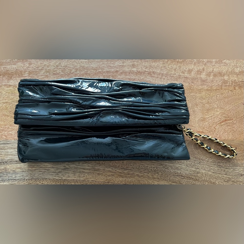 Onna Ehrlich Navy Patent Leather Clutch